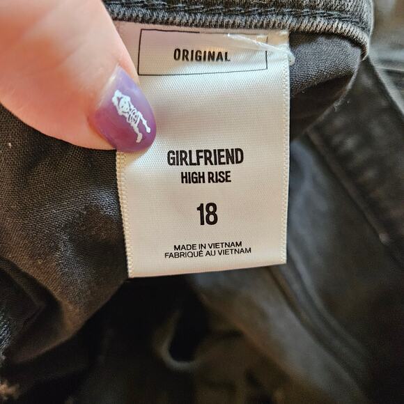 Express Black Girlfriend High Rise Jeans Distressed Plus 18 Casual Neutral Goth - Picture 11 of 14